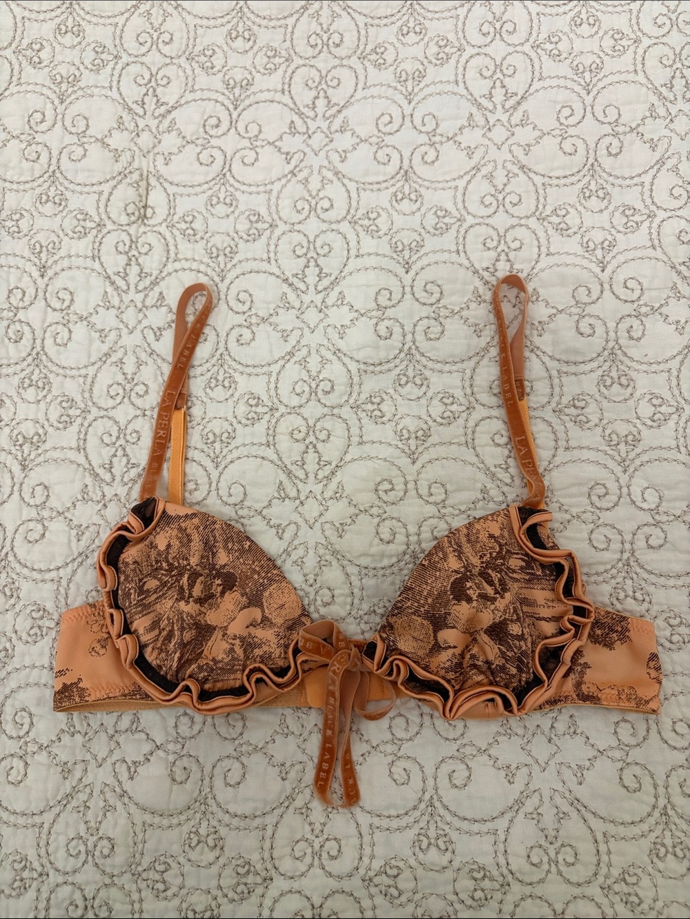La Perla black Label vintage limited edition SATIN underwire bra ruffle size 32